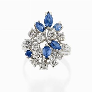 Anello in diamanti e zaffiri