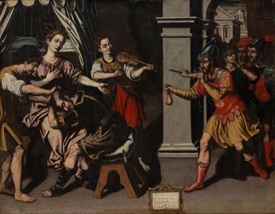 Anonimo, Sansone e Dalila, olio su tela