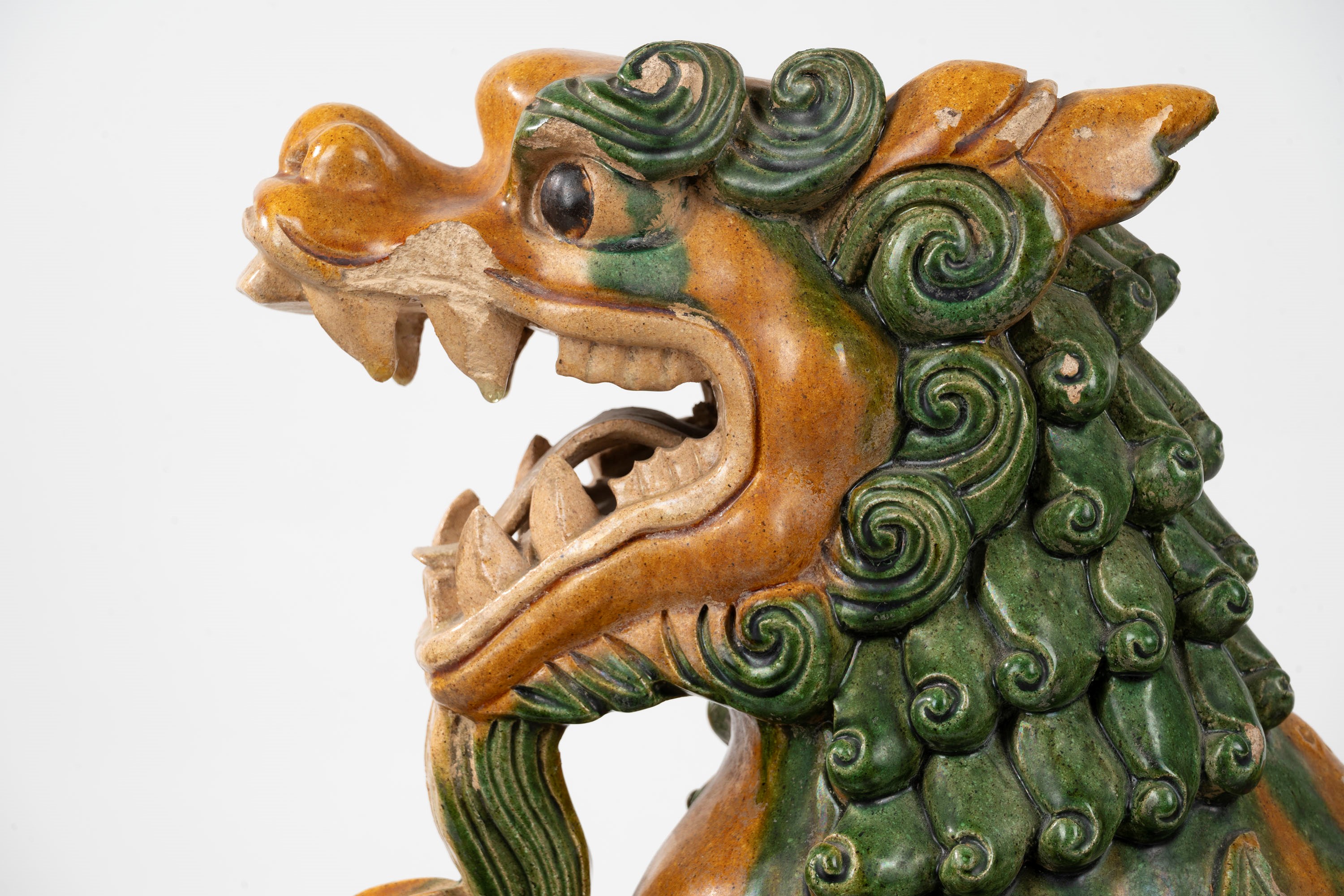 Scultura Sancai Raffigurante Grande Creatura Fantastica, Cina, Secoli XIX-XX