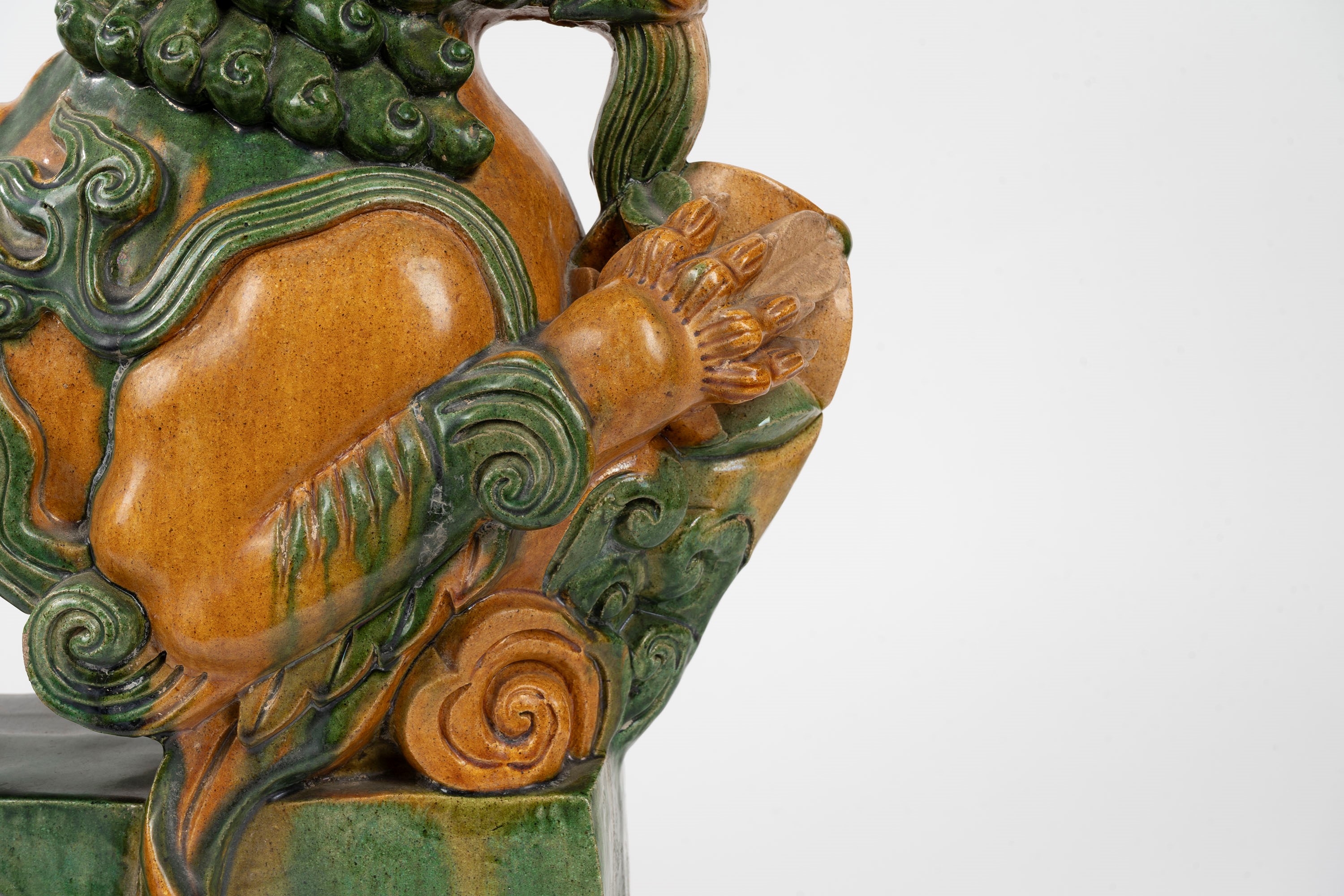 Scultura Sancai Raffigurante Grande Creatura Fantastica, Cina, Secoli XIX-XX