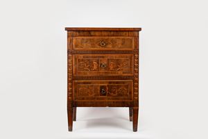  - Louis XVI bedside table in carved and inlaid wood, 18th century