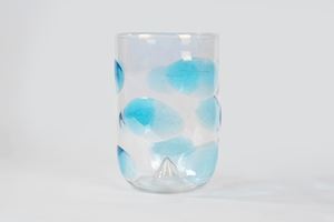 Vaso in vetro di Murano con bulles celesti, anni '80
