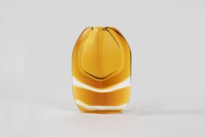 - Amber colored glass vase with geometric shape, 20th century