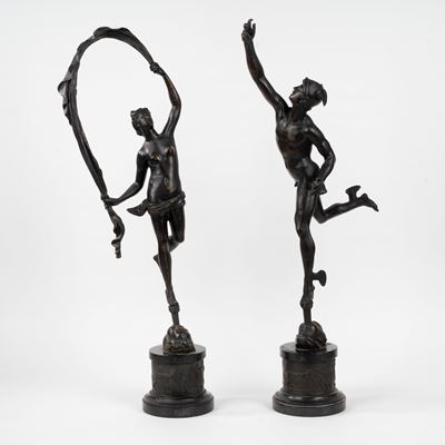 Due Sculture in Bronzo Raffiguranti Mercurio e la Fortuna, da Giambologna, Secolo XIX