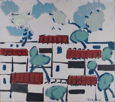Paesaggio urbano (I tetti di Via Margutta), olio su tela
