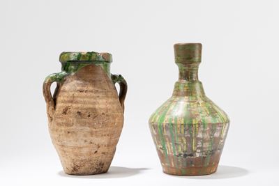 Vasi in ceramica, invetriatura sancai giallo e verde, Cina, secolo XX