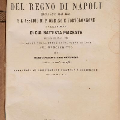 Le rivoluzioni del Regno di Napoli e l'assedio di Piombino e Portolongone, manoscritto trascritto...