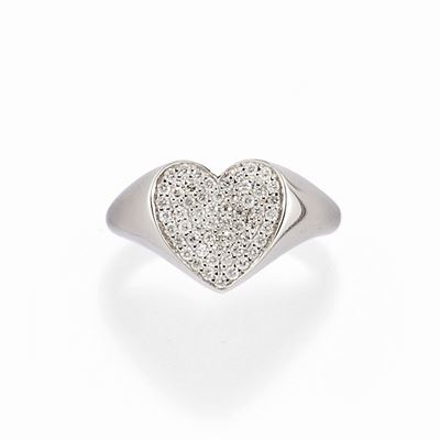 Anello a cuore in oro bianco 18k con diamanti