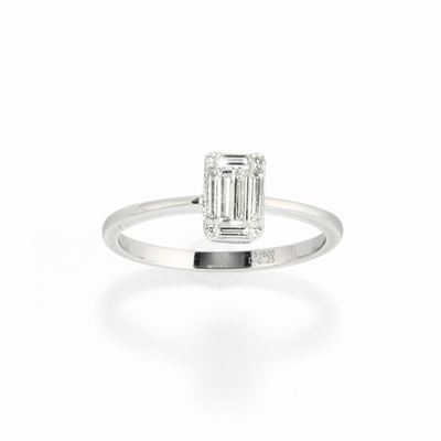 Anello con diamanti, oro bianco 18k