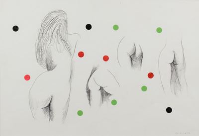 Studio per nudo, inchiostro e collage su cartoncino