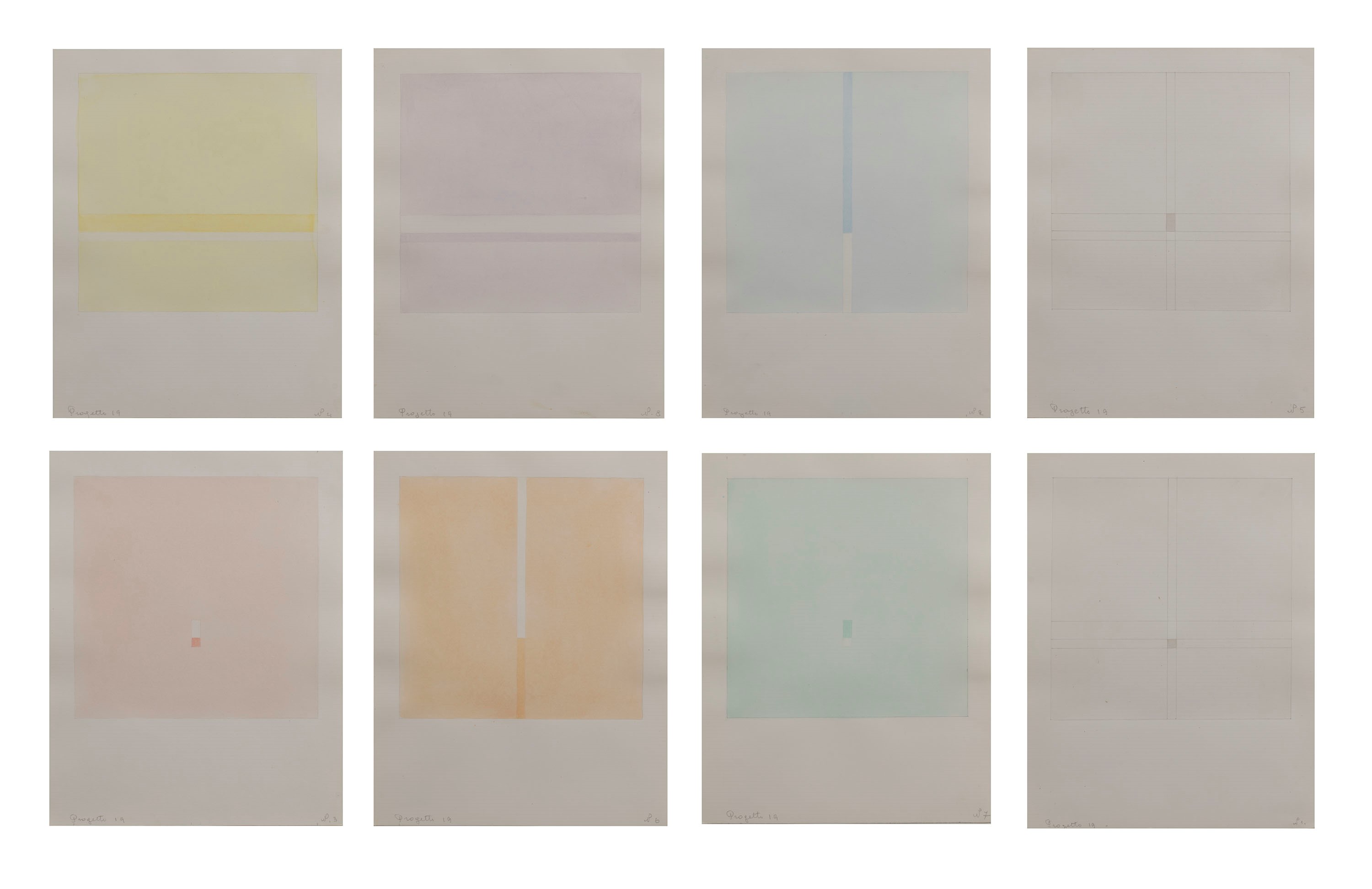 Antonio Calderara - Progetto N. 19, otto acquarelli su carta