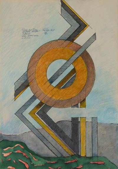 Studio per Totem, tecnica mista su cartoncino