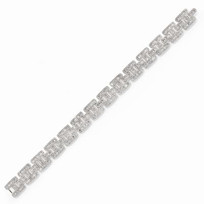 Bracciale in oro bianco 18k con diamanti taglio baguette