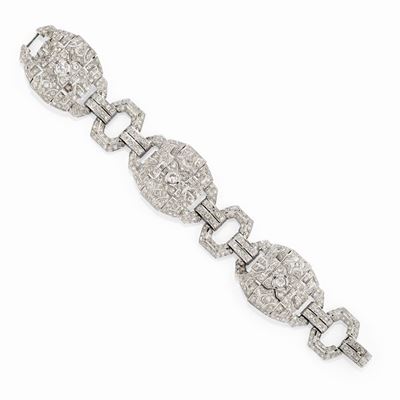 Bracciale con diamanti, platino, circa 1920