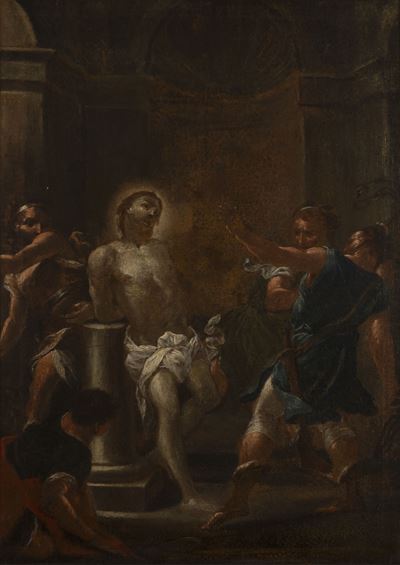 Scuola napoletana, Cristo alla colonna, olio su tela