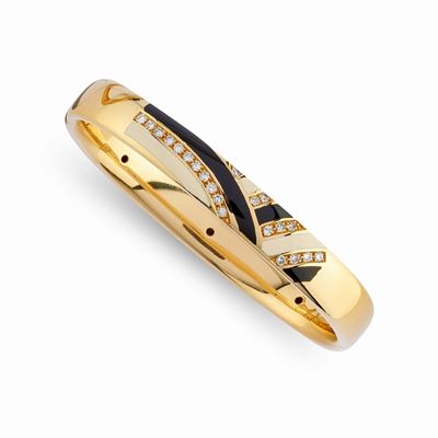 Bracciale in oro giallo 18k con smalto e diamanti