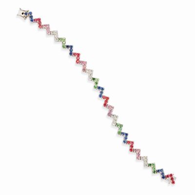 Bracciale in oro bianco 18k con pietre preziose multicolori