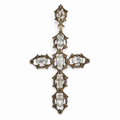 Pendente in argento e oro bassa caratura con acquamarine e diamanti