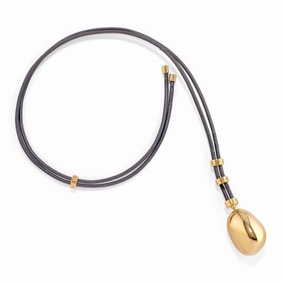 Pendente in oro giallo 18k, forma stilizzata con interruttori circolari