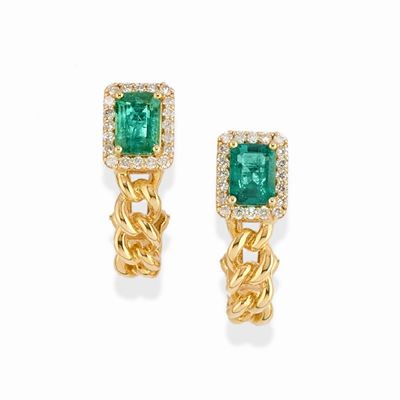 Orecchini con smeraldi, oro giallo 18k