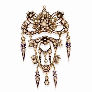 Pendant brooch with diamonds