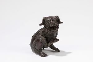 Cane di pho in bronzo. Giappone, secolo XX