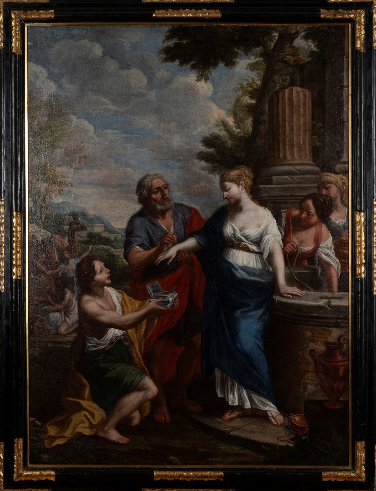 Scuola Romana, Secolo XVII - Rebecca al pozzo, olio su tela