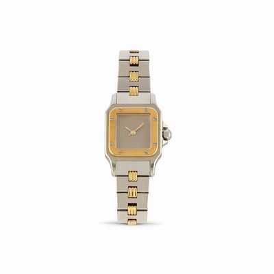 Orologio Santos, in acciaio e oro giallo 18k, quadrante grigio