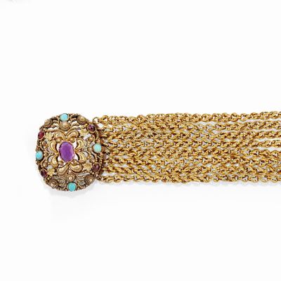 Bracciale in oro a bassa caratura con pietre vitree colorate
