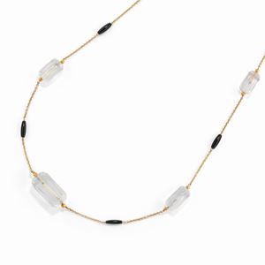 Necklace with onyx and rock crystal