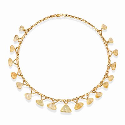 Collana in oro giallo 18k con quarzi gialli taglio briolette