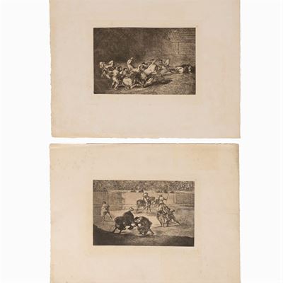Goya, Que sacrificio! - Insieme di quattro incisioni, 1900