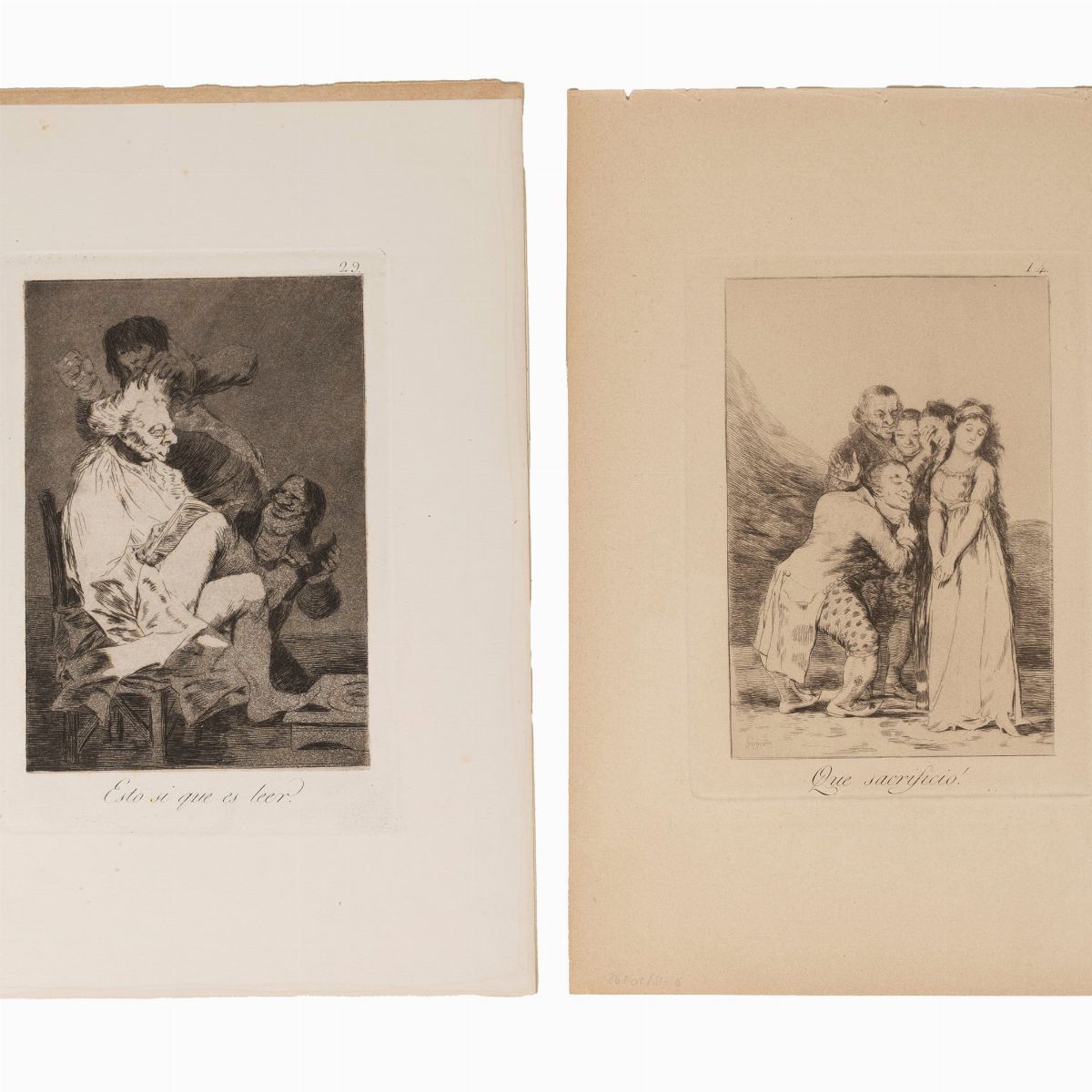 Francisco De Goya Y Lucientes - Goya, Que sacrificio! - Insieme di quattro incisioni, 1900