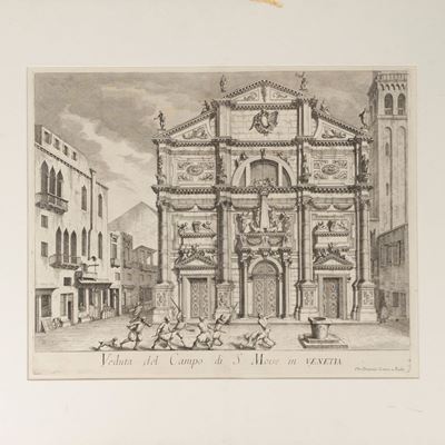 Veduta del Campo di S. Moise in Venetia, incisione su rame, 1717