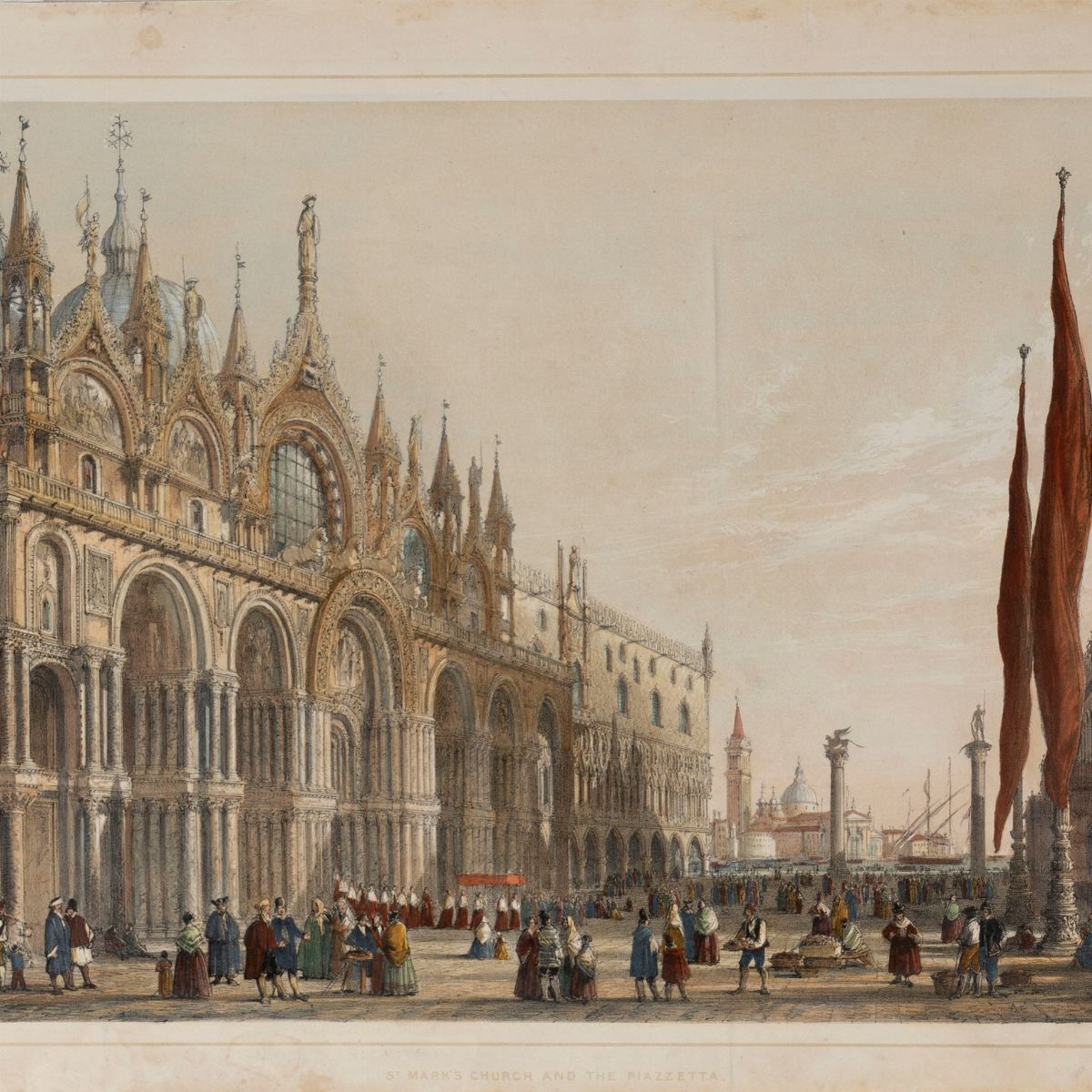 Joseph Nash - St Mark’s Church and the Piazzetta - The Giants Stairs, cromolitografie