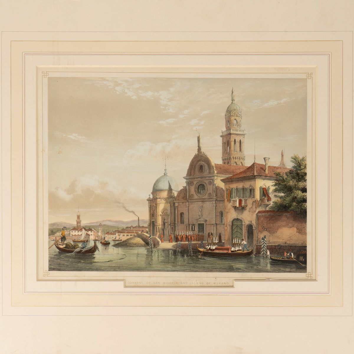 Joseph Nash - Convento di San Michele e Isola di Murano - Il Campo San Salvador e la Merceria, cr...