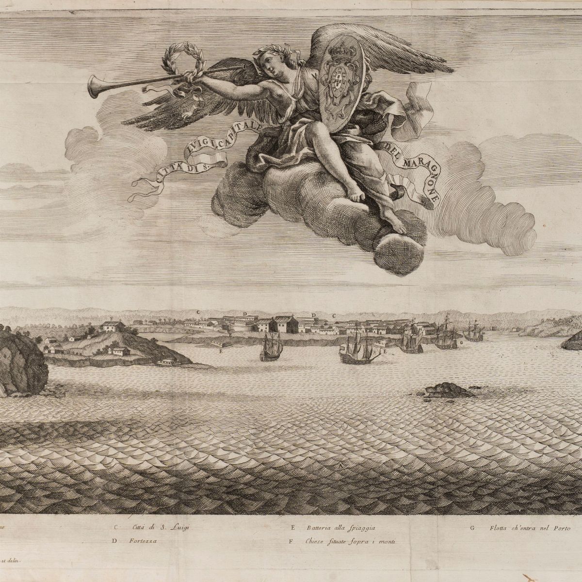 Orazi, Andrea Antonio - Orazi, Città di San Luigi, capitale del Maragnone, acquaforte del 1698