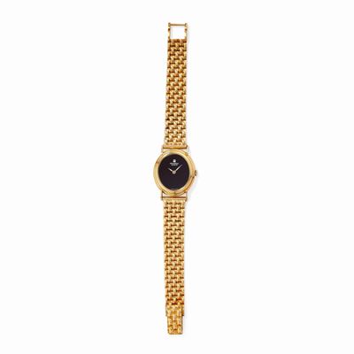 Orologio da donna, oro giallo 18k con quadrante nero