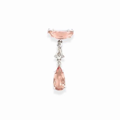 Pendente in oro bianco 18k con topazio imperiale rosa e diamanti