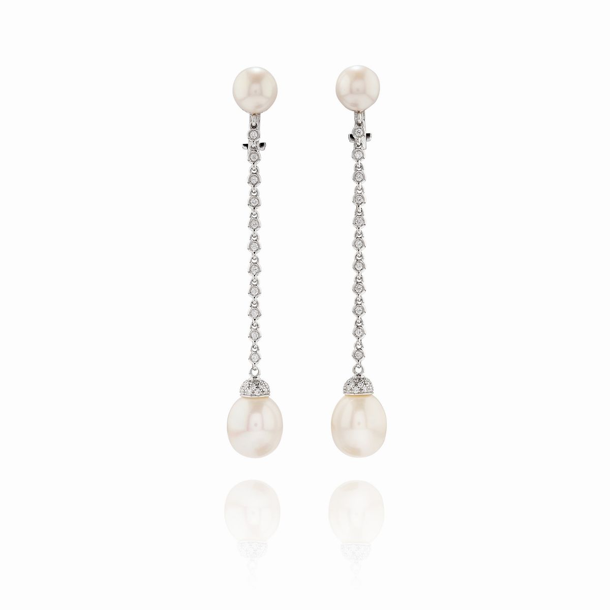 Chantecler - Demi parure in oro bianco 18k con perle coltivate e diamanti