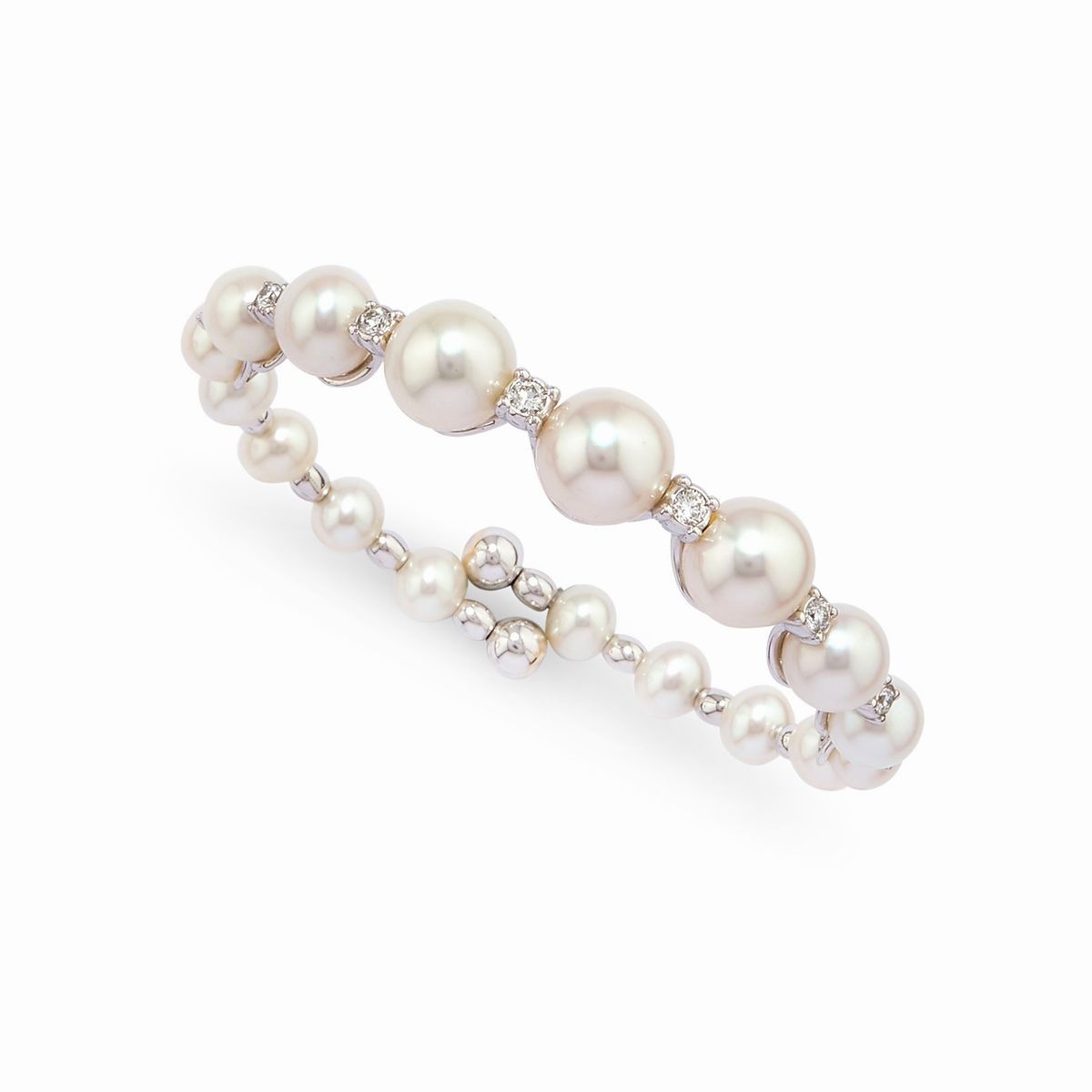 Chantecler - Demi parure in oro bianco 18k con perle coltivate e diamanti