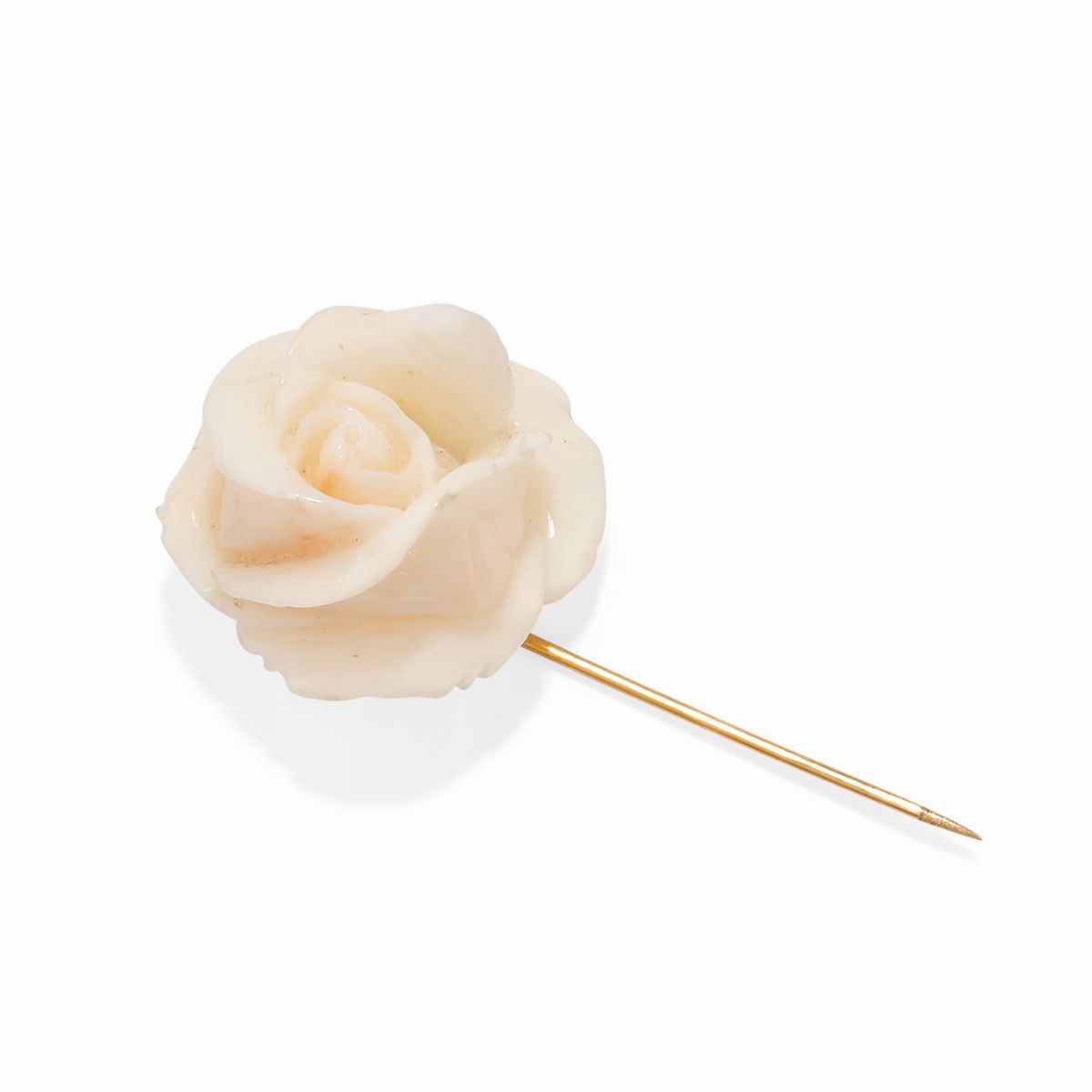 Due spille in oro giallo 18k con corallo bianco e topazio