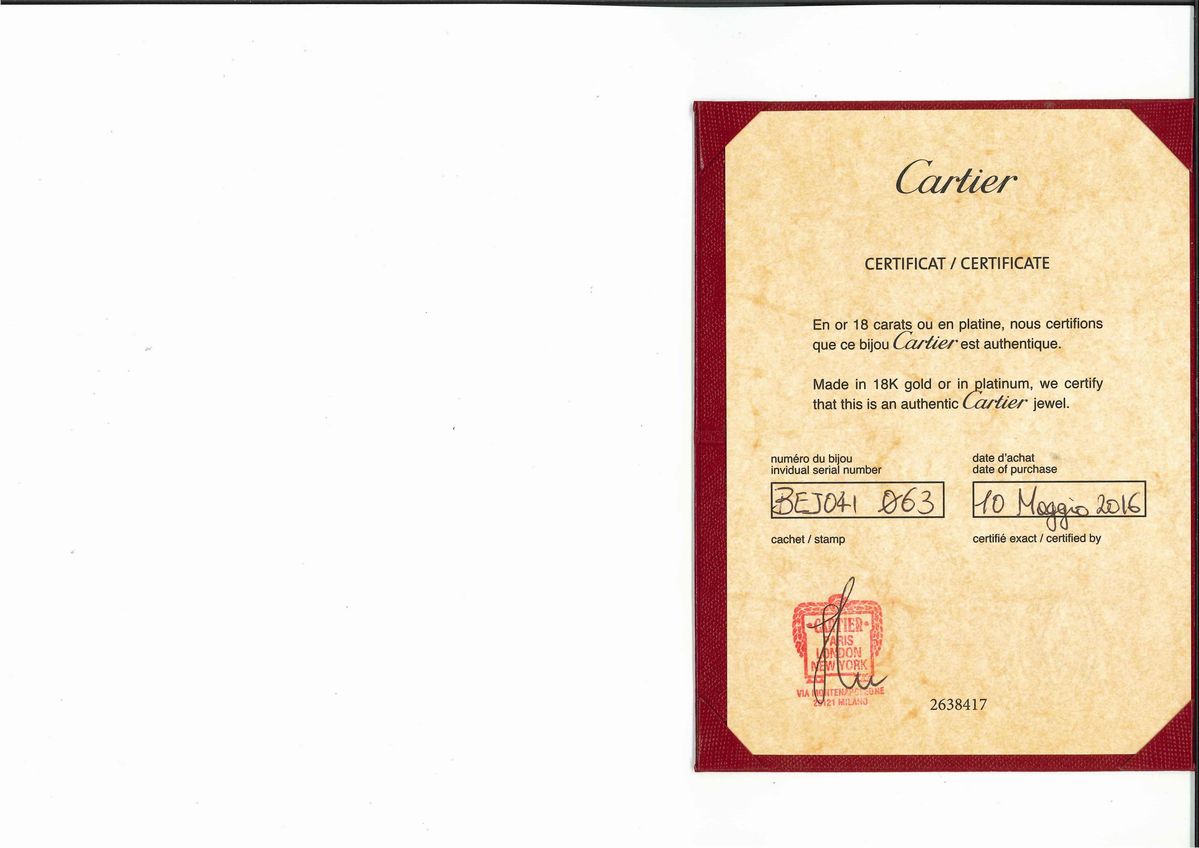 Cartier - Anello in platino, misura 23, peso 3,70 g