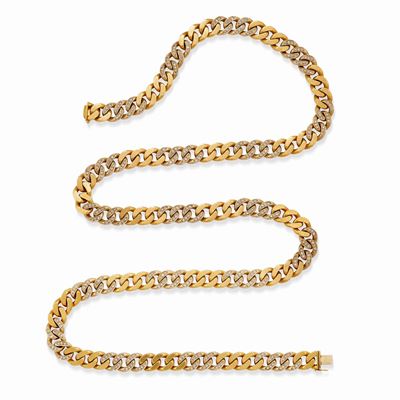 Collana in oro bicolore 18k con diamanti taglio huit-huit