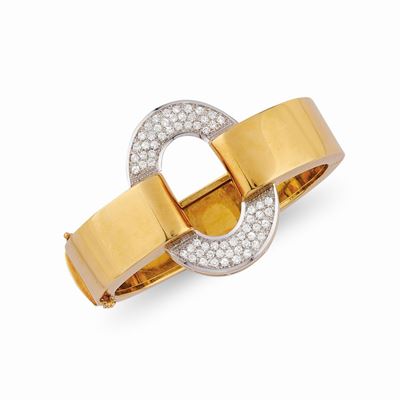 Bracciale in oro bicolore 18k con diamanti, circa 2,00 ct