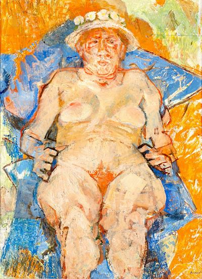 Nudo con cappello, olio su cartone, 1951