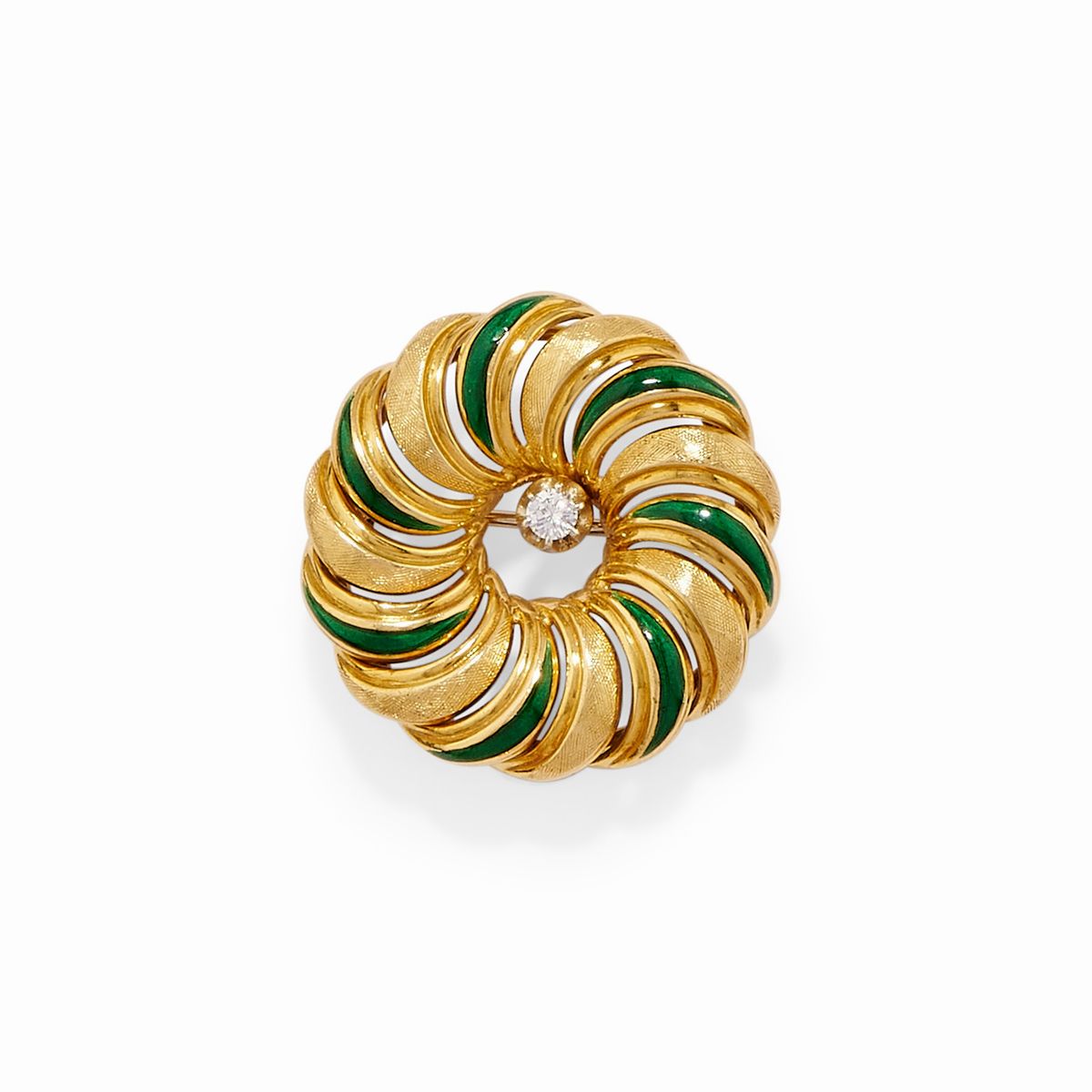 Spille in oro giallo 18k e argento, con diamanti e smalto