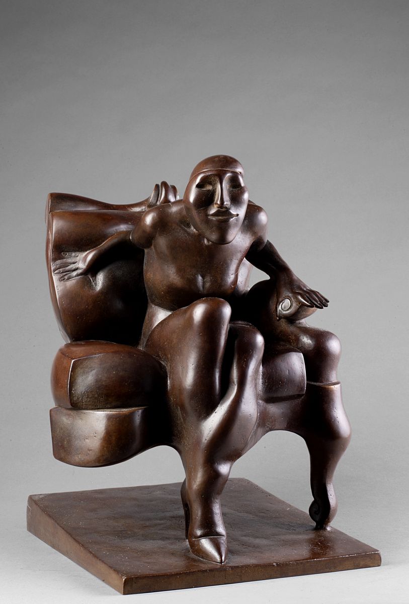 Gloria Argeles - Figura seduta in bronzo