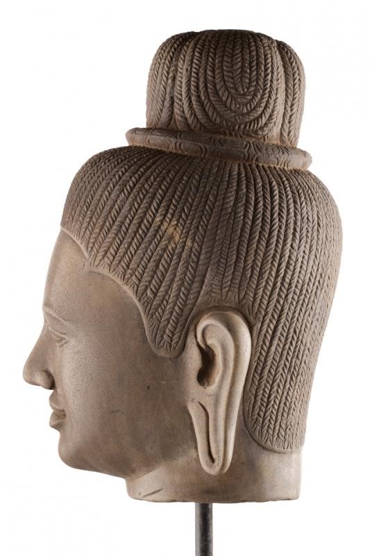 Testa di Buddha in Pietra nello Stile Khmer