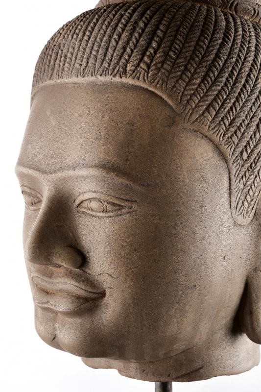 Testa di Buddha in Pietra nello Stile Khmer